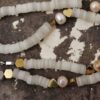 pearl white beaded necklace- عقد لولي وذهبي