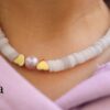 pearl white beaded necklace- عقد لولي وذهبي - Image 4